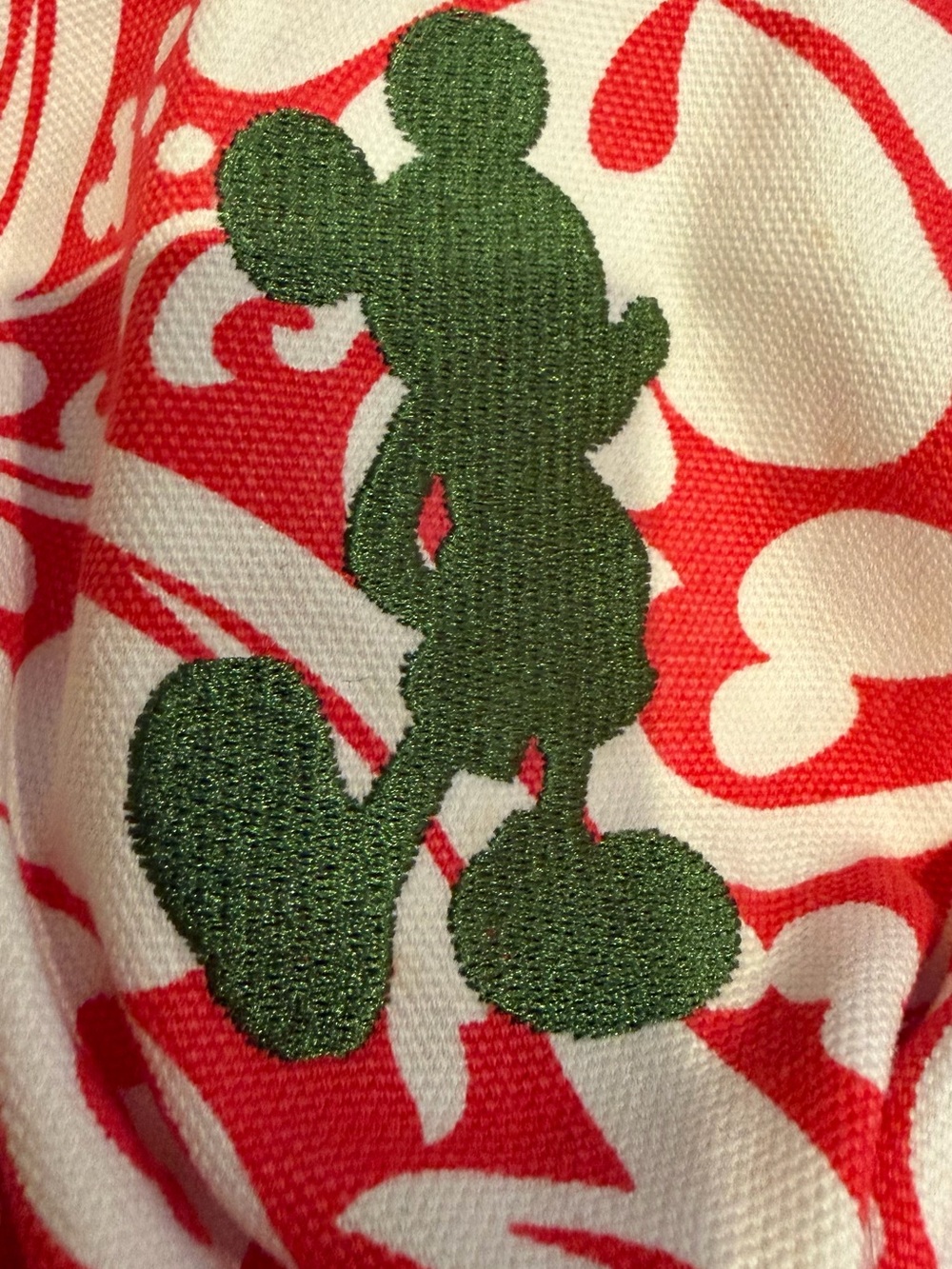 Red and White Printed Women's Shoulder Bag with Green Accent - Picture 6 of 6
